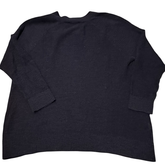 Loft Ribbed V-Neck Relaxed Fit Pullover Long Sleeve Sweater Navy, size S - Picture 6 of 6